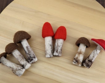 Forest mushrooms in a set, needle felted from wool, autumn decoration mushrooms