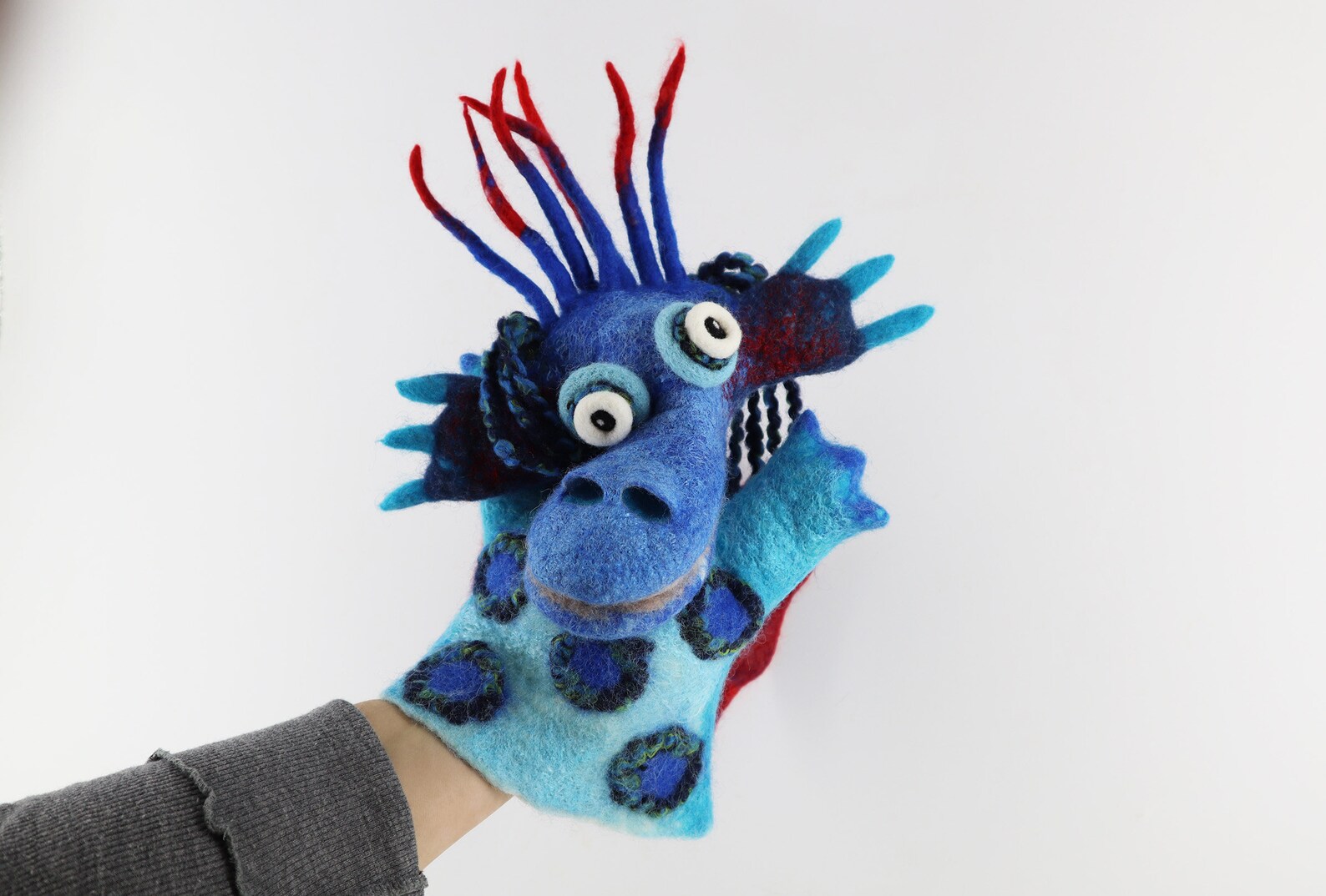 Hand puppet blue dragon with wings BiBaBo dolls theater Etsy