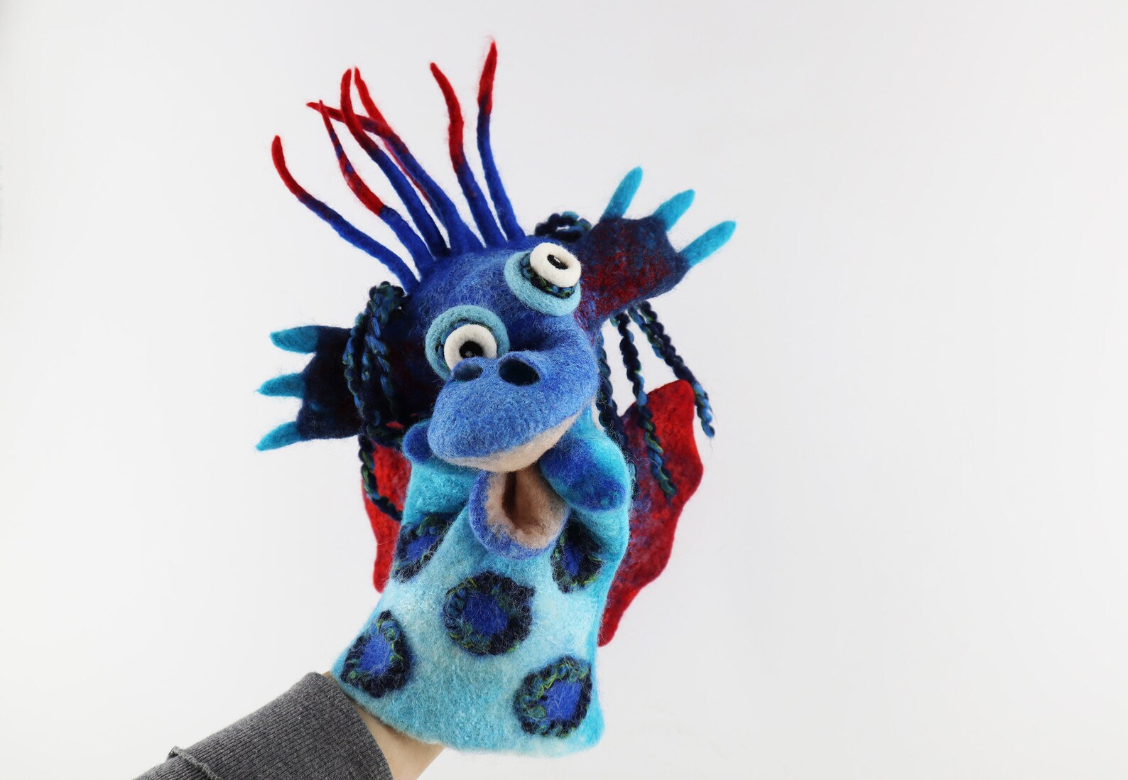 Hand puppet blue dragon with wings BiBaBo dolls theater Etsy