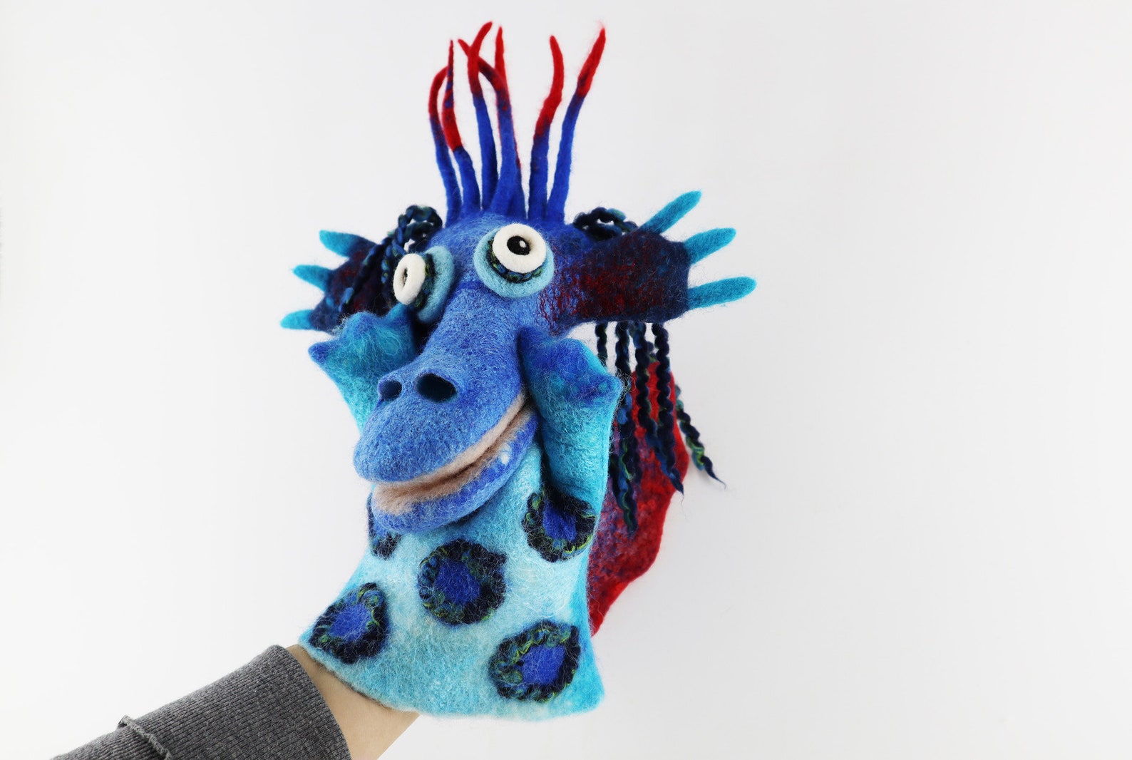 Hand puppet blue dragon with wings BiBaBo dolls theater Etsy