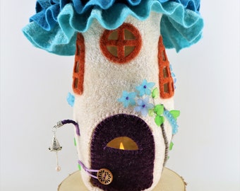 Felted fairy house, fairy house, night light