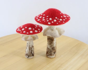 Toadstool decoration of your choice, autumn decoration mushroom, textile sculpture fly agaric made of wool, needle felted