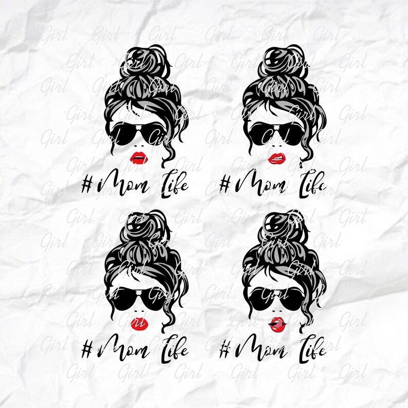 Mom Life Skull svg For Silhouette Mom Life Svg Hair Svg Girl Svg Sublimation png Lady Svg For Cricut Bun Hair svg Woman SVG