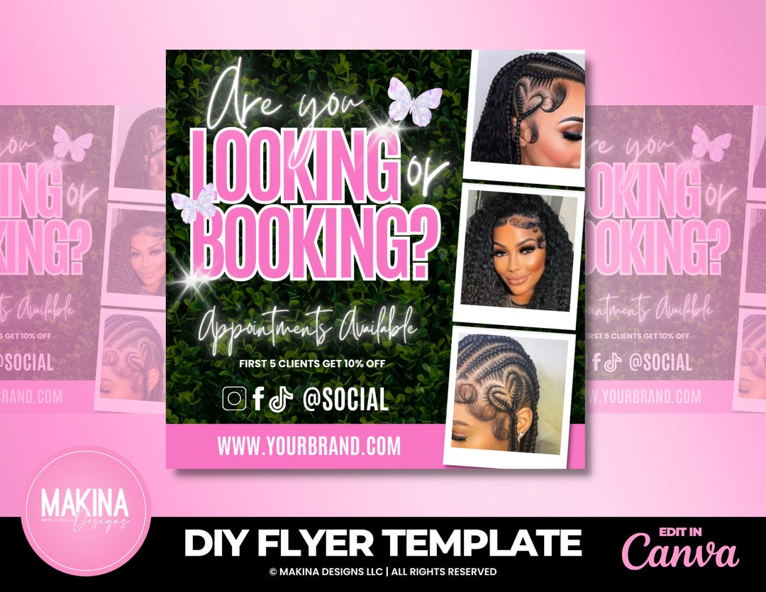 Makeup Book Now DIY Flyer DIY Appointments Available Booking Makeup Hair  Lashes Nails Cosmetics Social Media Editable Canva Template. 