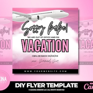 Business Vacation Flyer, Out Of Office flyer, Shop hours, Business social media marketing flyer, Canva template