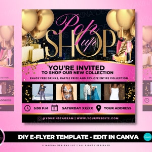 POP UP SHOP flyer, E-flyer, Social Media Flyer, shop now flyer, Beauty Template, Premade Flyer, Premade Template, canva flyer template