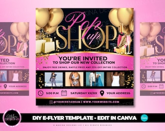 POP UP SHOP flyer, E-flyer, Social Media Flyer, shop now flyer, Beauty Template, Premade Flyer, Premade Template, canva flyer template