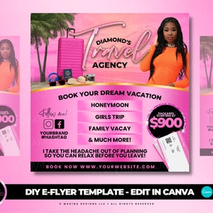 DIY E-FLYER SJABLOON, reisbureau, reisbureau, reis-e-flyer, vakantieflyer, reisvakantieagent