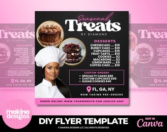 Baking Desserts Treats template, editable canva flyer, Bakery flyer, baking sale flyer, desserts flyer, treats sale flyer