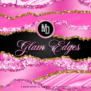 GLAM EDGES, ripped edges, glam digital borders, glitter borders, wavy borders, glam ripped edged