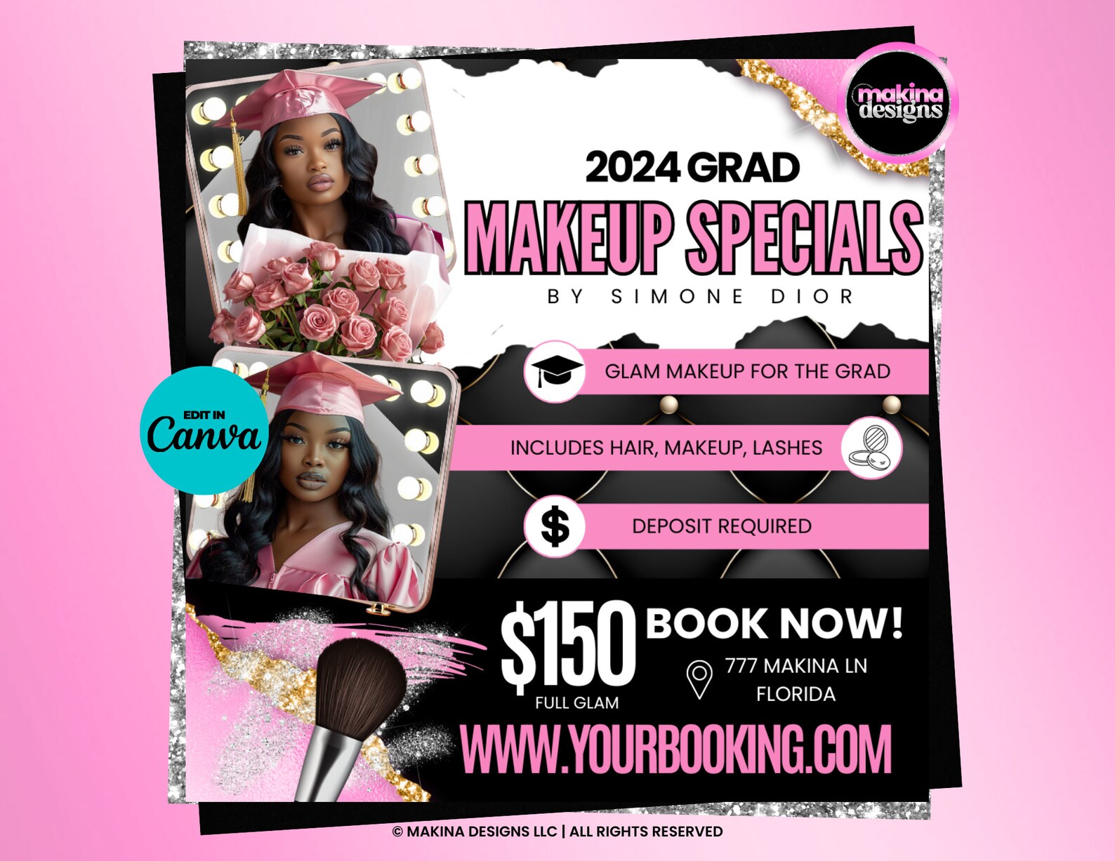 Graduation Makeup Special Flyer, Grad Makeup, Makeup Artist Flyer ...