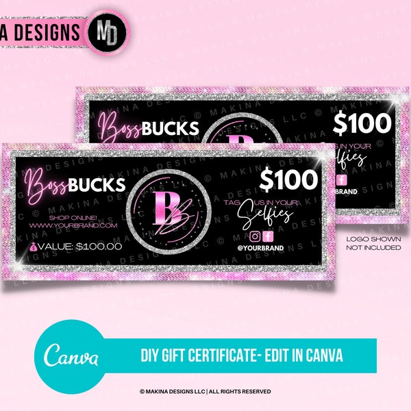 DIY GIFT CERTIFICATE, Canva Template, Gift Voucher, Cash Certificate, Promotion, Beauty, Hair, Lashes, Salon, Nails, Makeup, Spa, Boutique