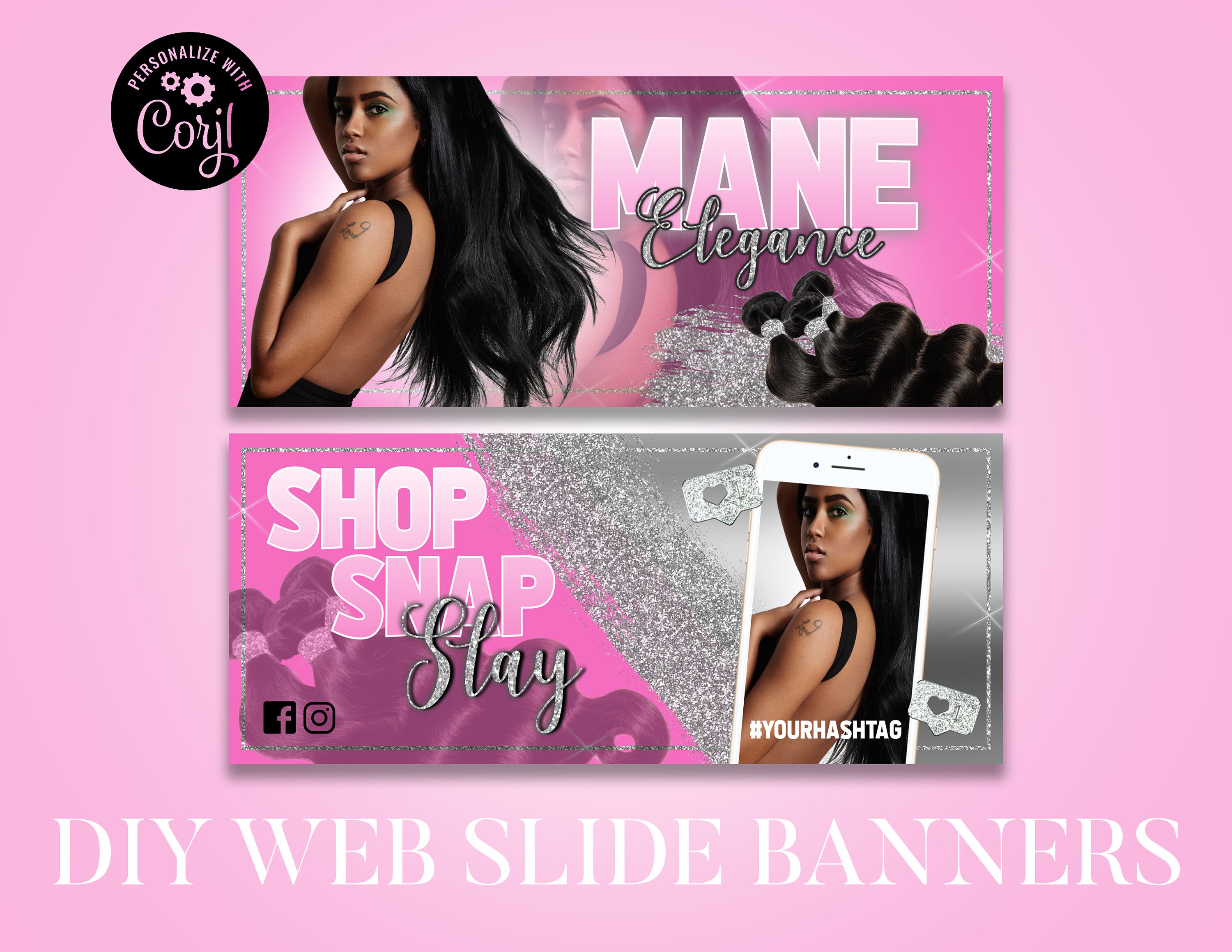 DIY WEB BANNER for Hair Beauty Hair Extensions Instant Etsy