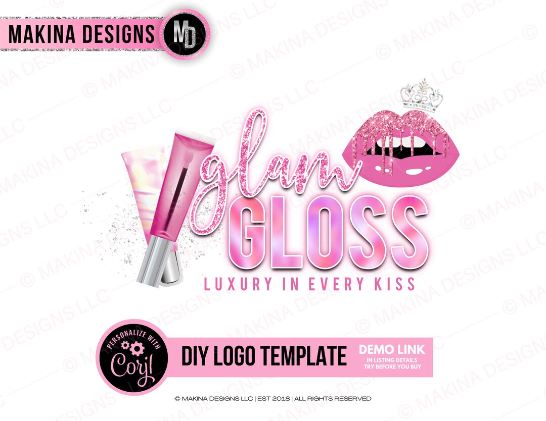Lip Gloss Logo Design Gloss Logo Design Lip Gloss Logo Etsy