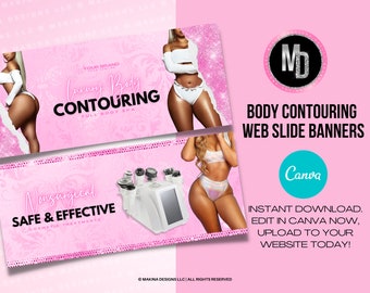 BODY CONTOURING BANNERS, diy web slide banners, canva templates, body contouring, body slimming, website banners, shopify, wix, godaddy
