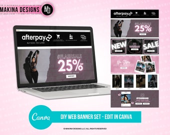 DIY WEB BANNERS, canva templates, neon, web banners, template website banner category banner set, bundles, lip gloss, lashes, hair