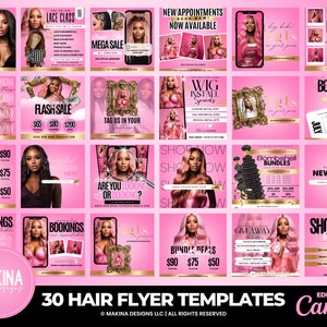 Haarflieger-Vorlagensatz, Perückeneinbau-Flyer, Zöpfe-Flyer, Haar-Flieger-Flyer, Instagram-Flyer, Haar-Flyer, Perückenflieger, Vorlagensatz