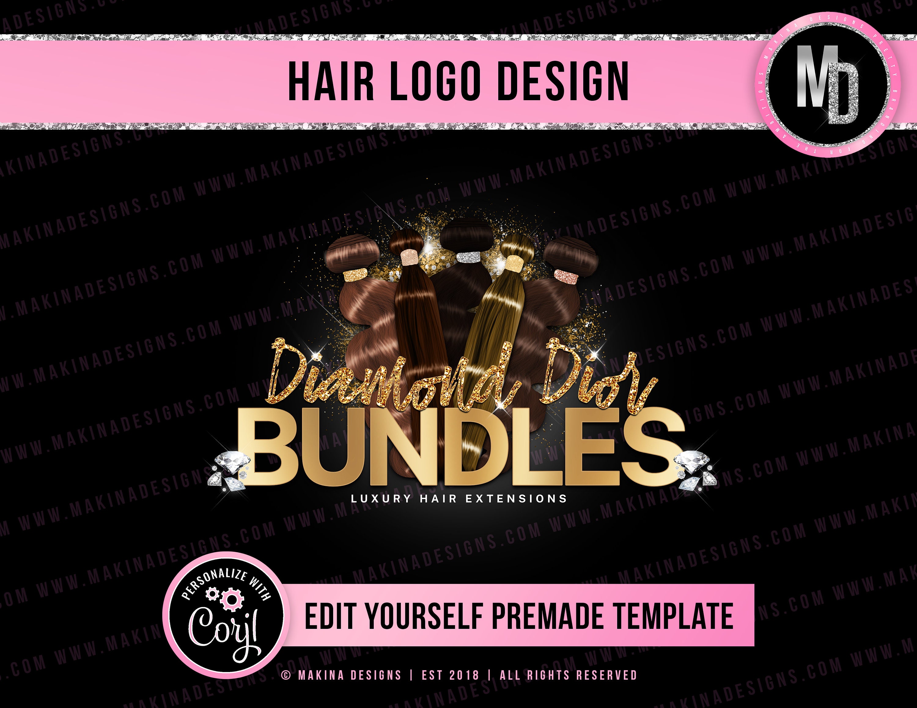 HAIR LOGO DESIGN feminine Logo Logo design Logo Premade | Etsy