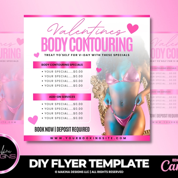 Valentines Day Body Contouring template, Body Sculpting, holiday sale, Body Contouring, Contouring, detox wraps, wood therapy, skincare