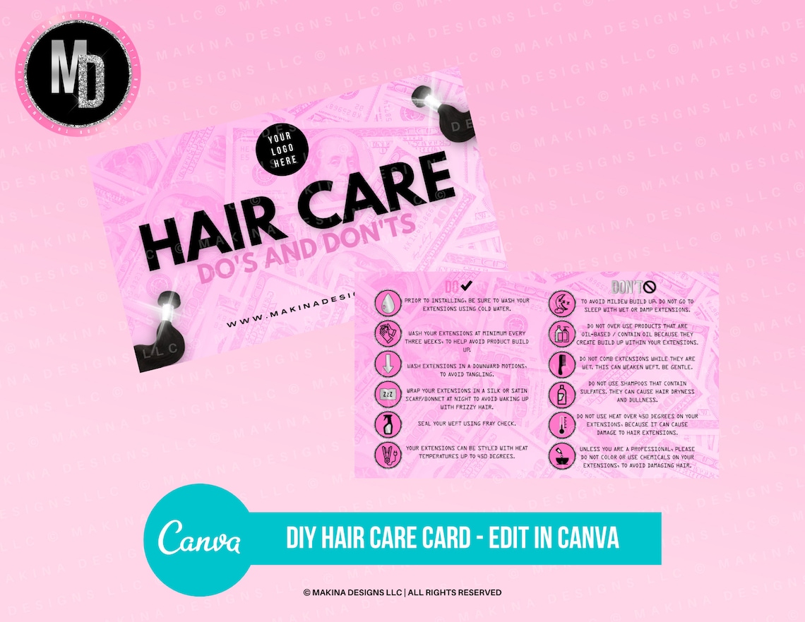 DIY HAIR CARE Card Hair Extensions Care Card Business Card Etsy