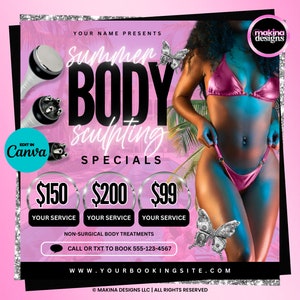 BODY CONTOURING E-FLYER, Canva template, body spa, body contouring, contouring flyer, social media flyer, body sculpting