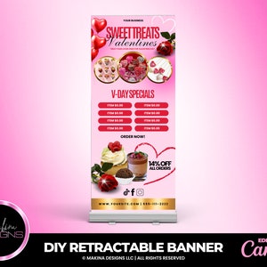Valentines Desserts Retractable Banner, Bakery Retractable Banner, baking sale banner, desserts Retractable Banner, Valentines treats