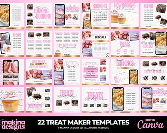 Baking Dessert Treats Flyer template set, Bakery e-flyer, baking sale flyer, desserts flyer, treats maker, baker, dessert flyer