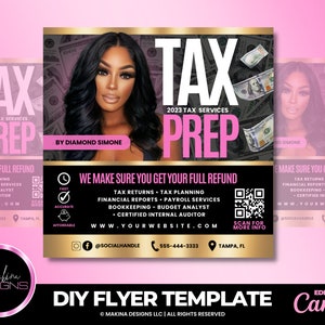 Tax Preparation Services Flyer, Tax prep, Tax Season Flyer, Canva template, Tax Flyer, Credit Repair, Tax template, Taxes 2023