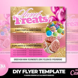 Bakken Dessert Treats Flyer-sjabloon, Bakkerij e-flyer, bakken verkoop flyer, desserts flyer, traktaties maker, bakker, dessert flyer