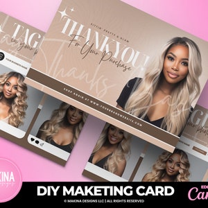 DANKE KARTE Vorlage, Bearbeiten in Canva, Dankeschön Karte, Gold Marmor, glam Design, Lash Card, Bundles Karte, Danke Kauf Karte