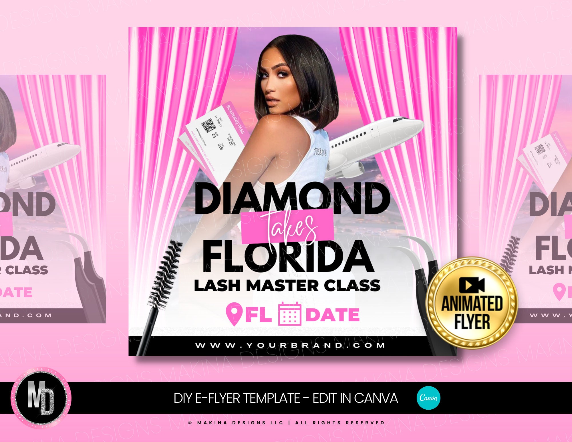 DIY E-FLYER TEMPLATE, travel makeup hair braids lashes bundles, travel e-flyer, makeup artist, braid installs, traveling makeup, canva