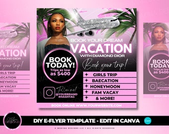 DIY E-FLYER TEMPLATE, travel agent, travel agency, travel e-flyer, vacation flyer, travel vacation agent