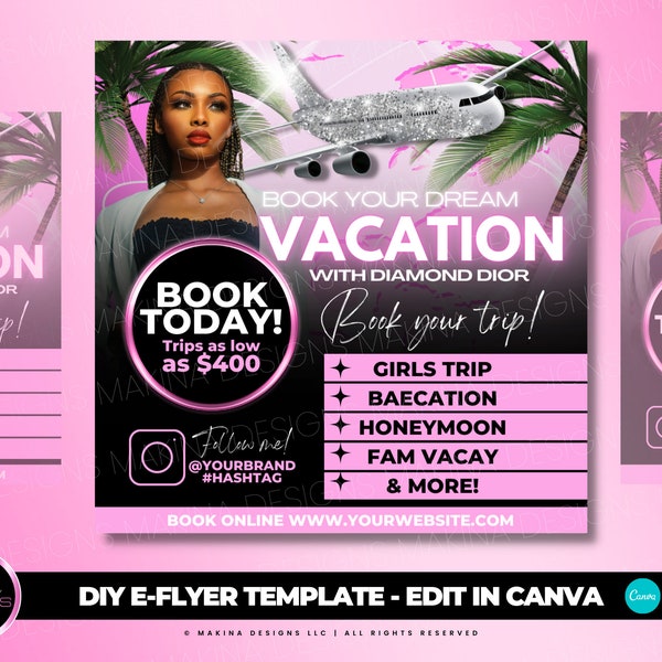 DIY E-FLYER TEMPLATE, travel agent, travel agency, travel e-flyer, vacation flyer, travel vacation agent