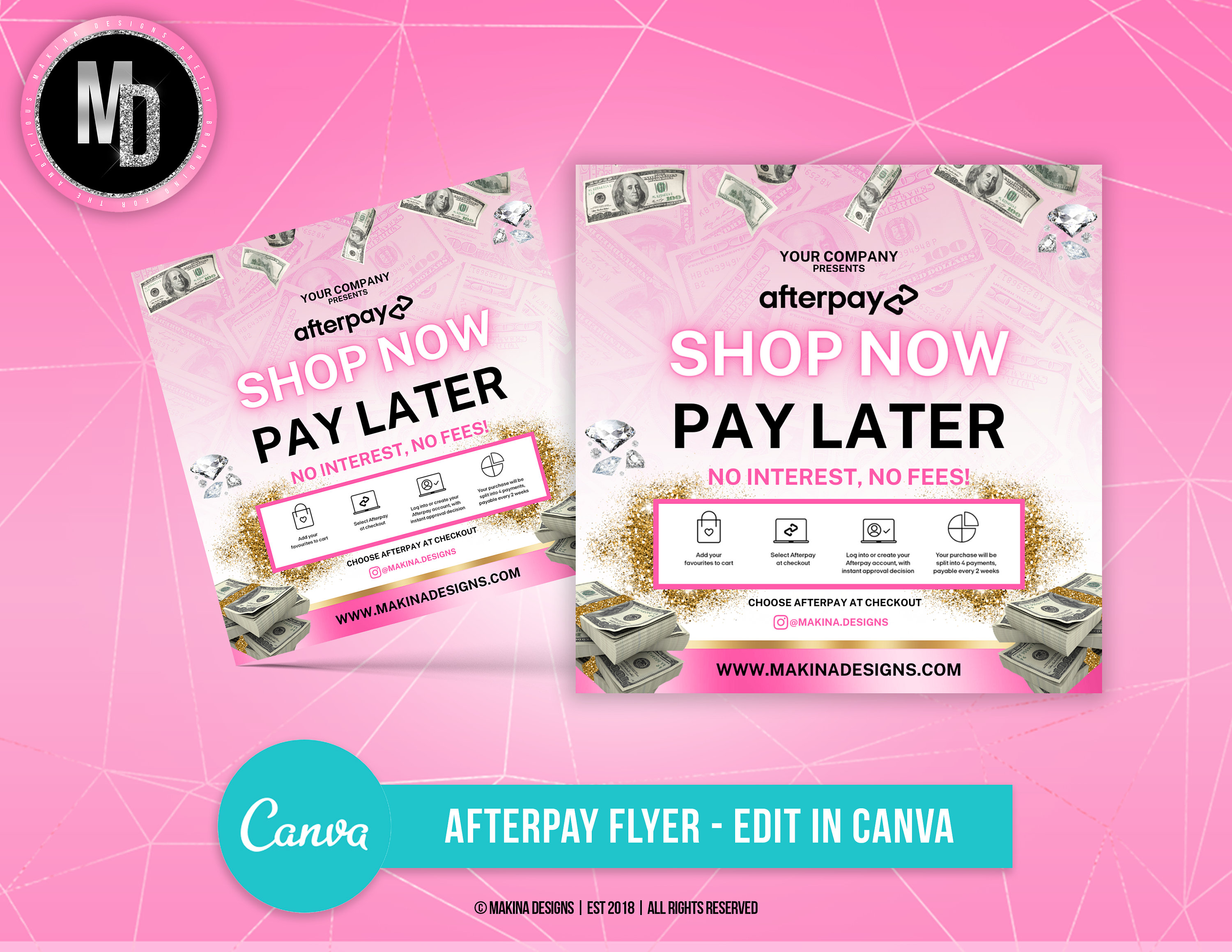 AFTERPAY CANVA FLYER canva template flyer social media flyer canva template hair canva flyer editable canva flyer boutique flyer payment