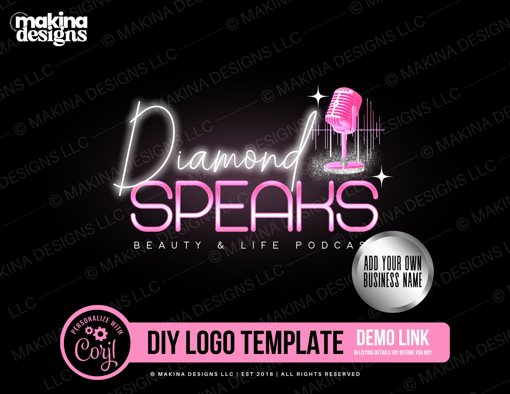 DIY PODCAST LOGO temaplate, Logo design, Logo, Premade logo, Logo Template, makeup artist, beauty salon, beauty logo