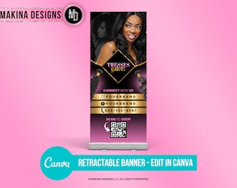 RETRACTABLE BANNER TEMPLATE design, Fashion Boutique Retractable Banner, Canva Boutique Retractable Banner, Professional Retractable Banner