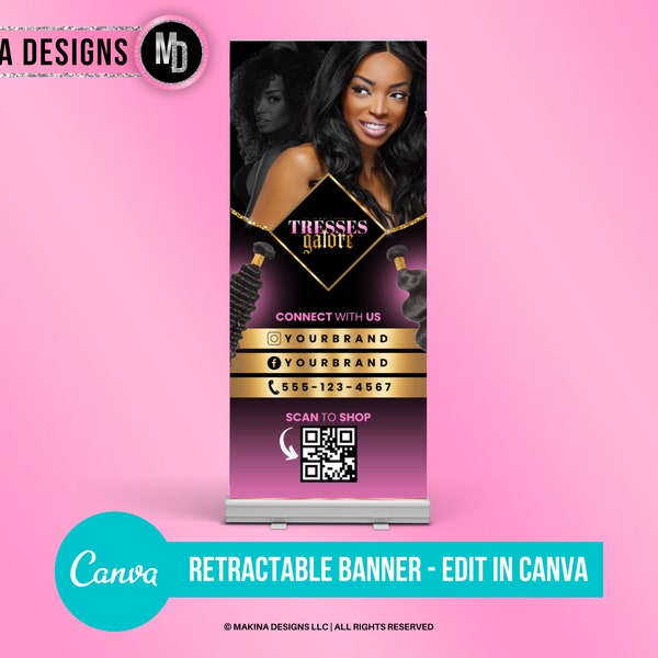 RETRACTABLE BANNER TEMPLATE design, Fashion Boutique Retractable Banner, Canva Boutique Retractable Banner, Professional Retractable Banner