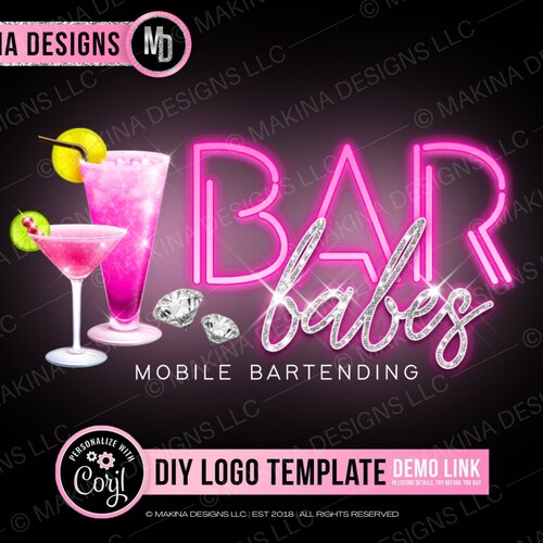DIY LOGO DESIGN Bartender Logo Mobile Bartending Logo Etsy Canada