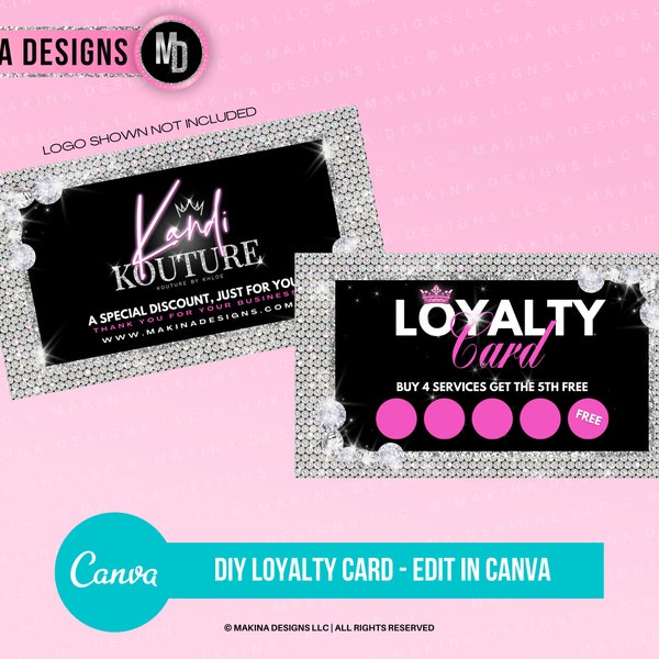 DIY LOYALTY CARD, loyalty vip business card, marketing card, lash business card, canva template