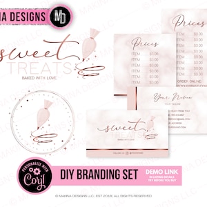 DIY BAKING BRANDING, logo, filigrane, carte de visite, listes de prix, modèle préfabriqué