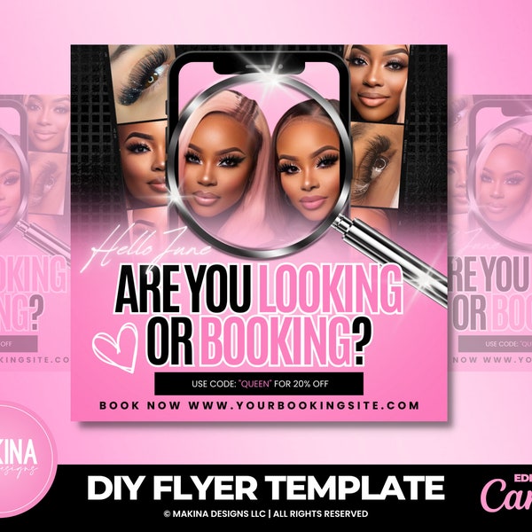 June bookings flyer template, Editable Booking Flyer Template, DIY Hair Lash Makeup Nail Appointments Available Flyer, Book Now Flyer