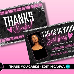 DANKE KARTE Vorlage, Bearbeiten in Canva, Dankeschön Karte, Gold Marmor, glam Design, Lash Card, Bundles Karte, Danke Kauf Karte