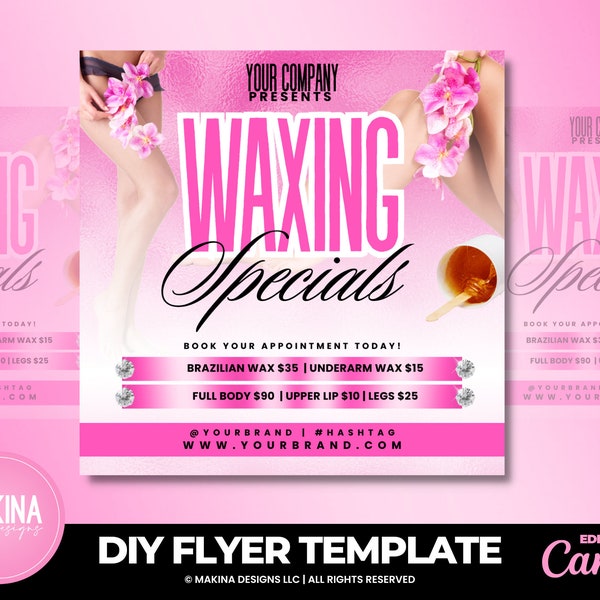 Waxing Flyer, Feminine Care Flyer, Canva template, waxing, feminine hygiene template, waxing care flyer, Brazilian waxing flyer