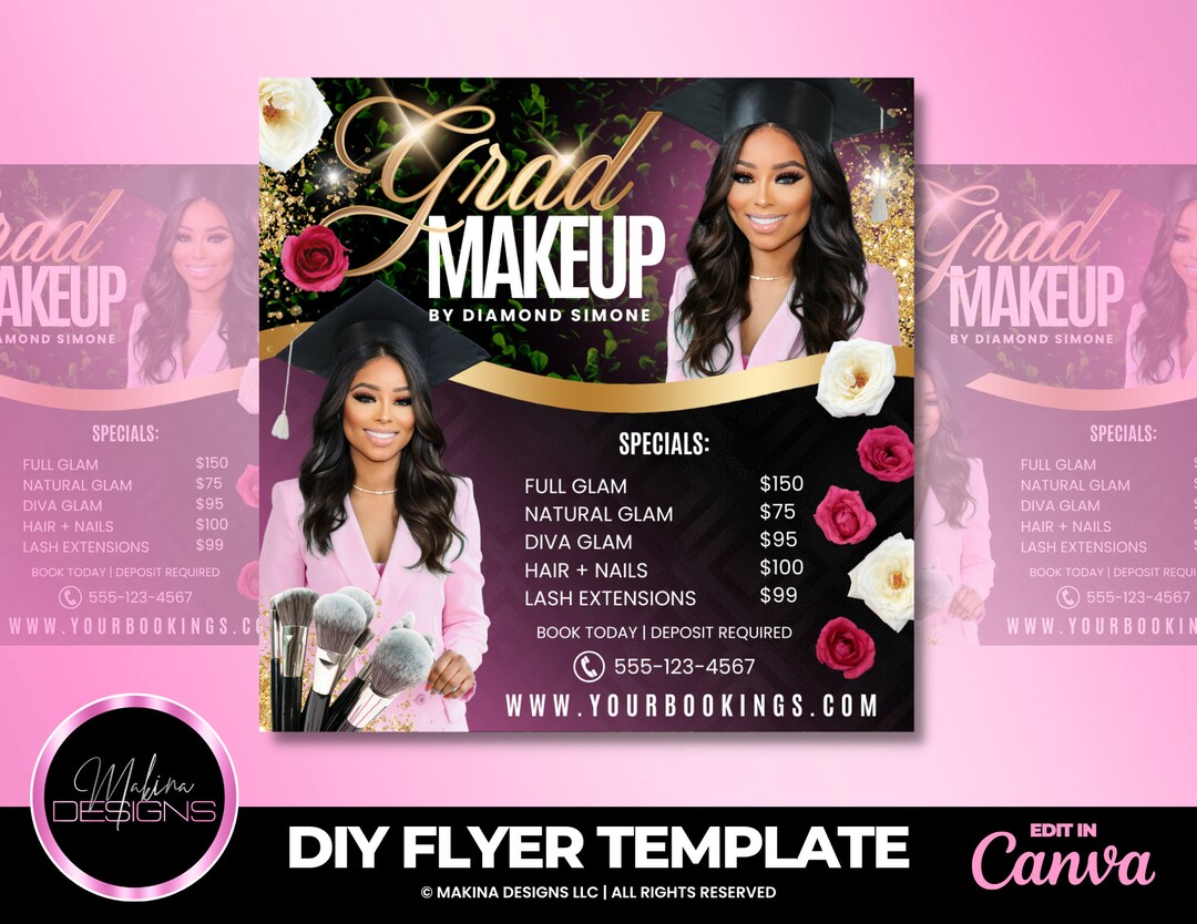 Graduation Makeup Special Flyer, Grad Makeup, Makeup Artist Flyer ...
