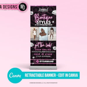 DIY RETRACTABLE BANNER, Fashion Boutique Retractable Banner, Canva Boutique Retractable Banner, Professional Retractable Banner