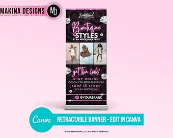 DIY RETRACTABLE BANNER, Fashion Boutique Retractable Banner, Canva Boutique Retractable Banner, Professional Retractable Banner