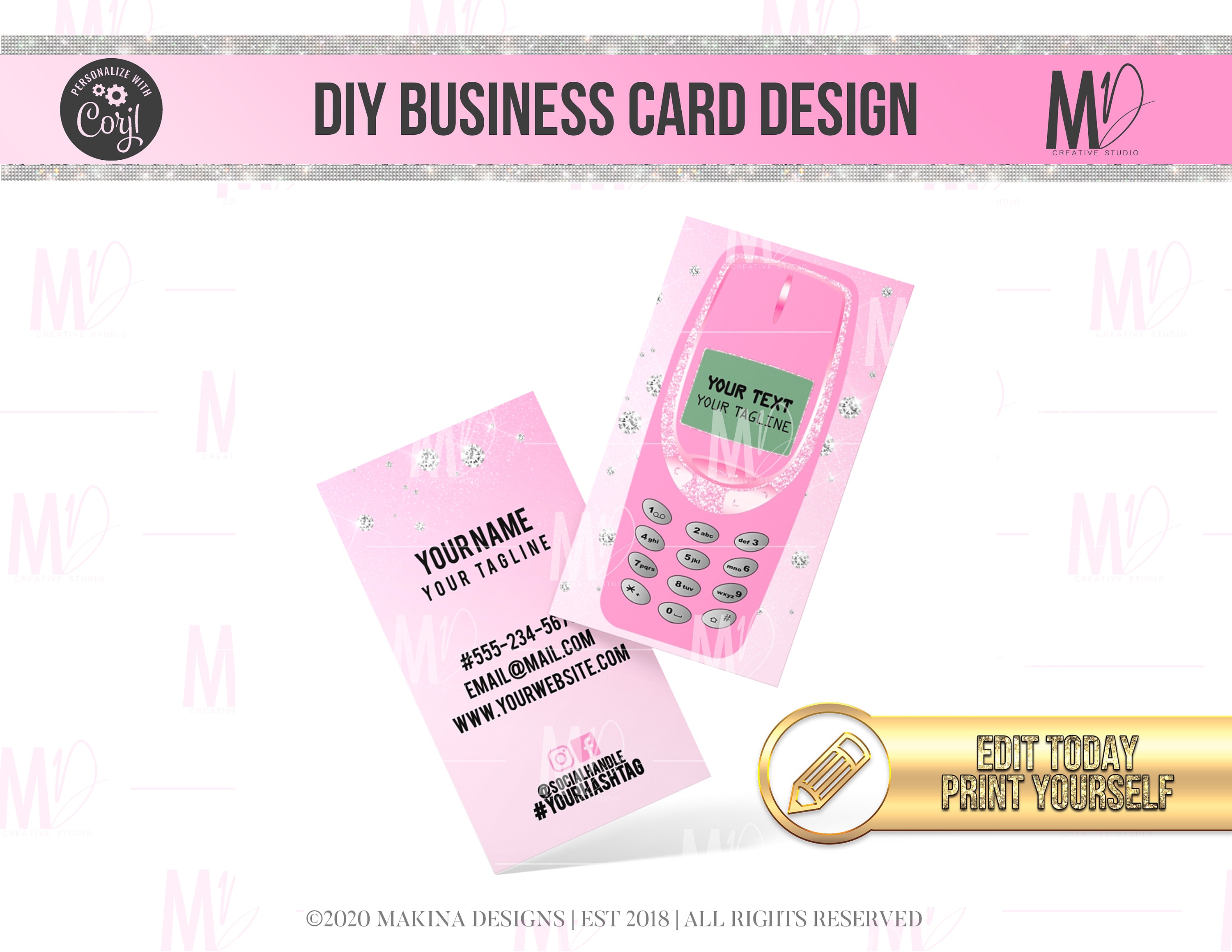 DIY BUSINESS CARD template cell phone card Business car | Etsy