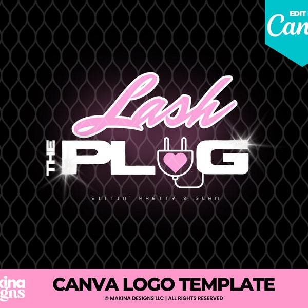 Editable Beauty logo design for Canva, edit in Canva, Logo design, Lash Hair Beauty Nails logo design, Canva template, Canva logo