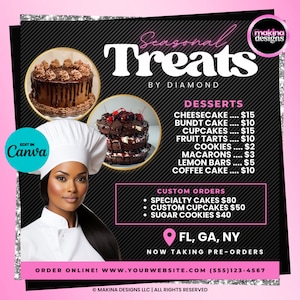 Backen Desserts Leckereien Vorlage, bearbeitbarer Canva Flyer, Bäckerei-Flyer, Backverkauf-Flyer, Desserts-Flyer, Leckereien-Verkaufsflyer