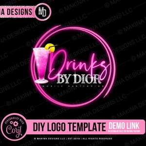 DIY LOGO DESIGN, bartender logo, mobile bartending logo design, bartender logo template, wedding events birthdays bartending